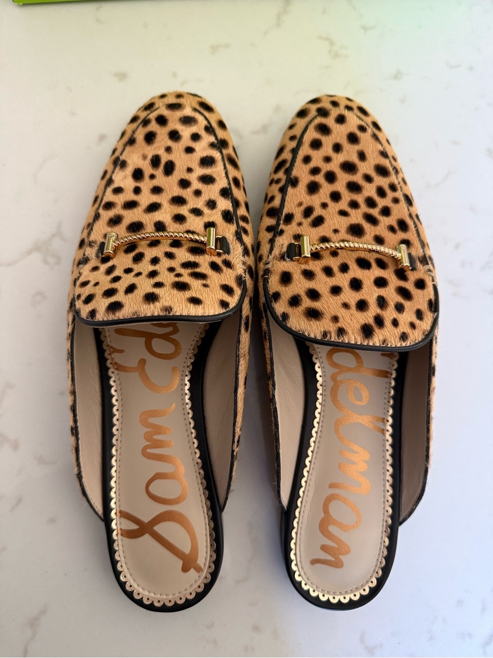 Sam Edelman Laurna Mule Leopard-Print Loafers in Tan calf hair